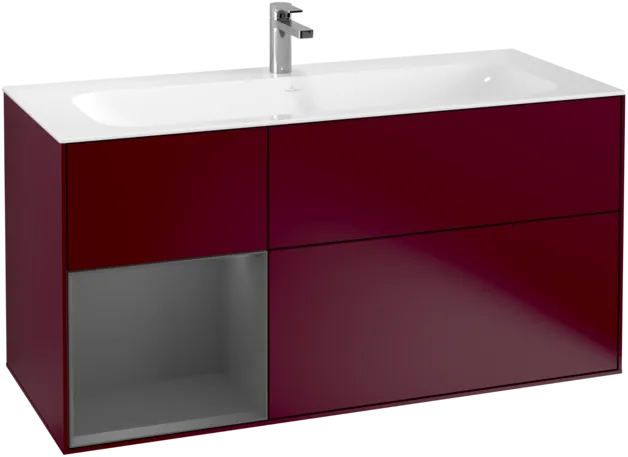 VILLEROY BOCH Toaletní skříňka Finion, s osvětlením, 3 výsuvy, 1196 x 591 x 498 mm, matný lak Peony / matný lak Anthracite #F060GKHB