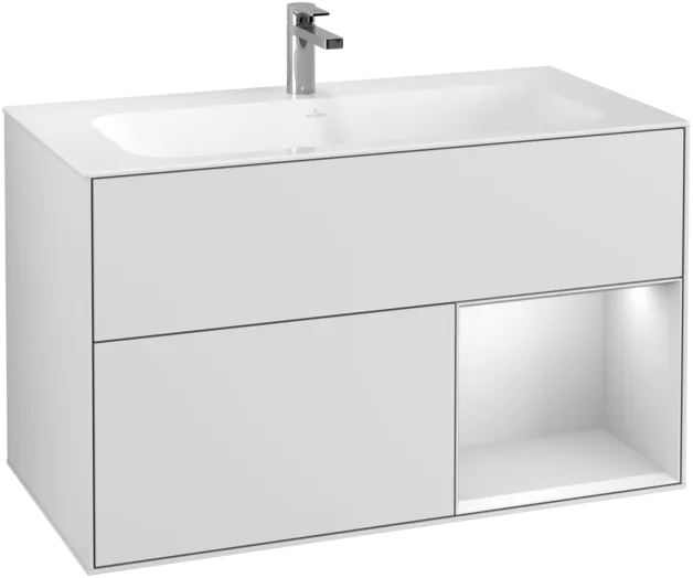 VILLEROY BOCH Toaletní skříňka Finion, s osvětlením, 2 výsuvy, 996 x 591 x 498 mm, bílý matný lak / bílý matný lak #F040MTMT
