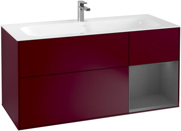 VILLEROY BOCH Toaletní skříňka Finion, s osvětlením, 3 výsuvy, 1196 x 591 x 498 mm, matný lak Peony / matný lak Anthracite #F070GKHB