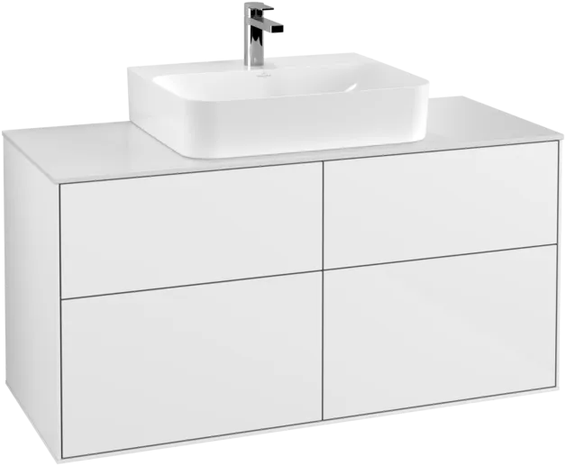 VILLEROY BOCH Toaletní skříňka Finion, 4 výsuvy, 1200 x 603 x 501 mm, lesklý bílý lak / sklo bílé matné #F13100GF, obrázek 1