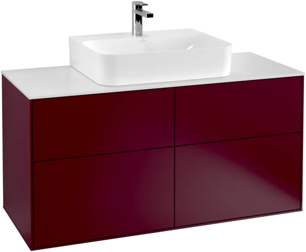 VILLEROY BOCH Toaletní skříňka Finion, 4 výsuvy, 1200 x 603 x 501 mm, Peony Matt Lacquer / Glass White Matt #F13100HB, obrázek 1