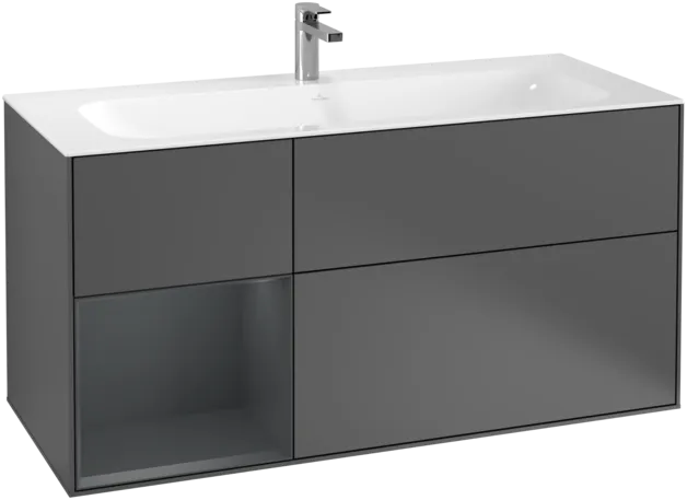 VILLEROY BOCH Toaletní skříňka Finion, s osvětlením, 3 výsuvy, 1196 x 591 x 498 mm, antracitový matný lak / půlnoční modrý matný lak #F060HGGK