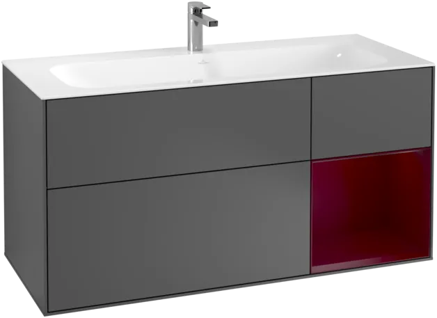 VILLEROY BOCH Toaletní skříňka Finion, s osvětlením, 3 výsuvy, 1196 x 591 x 498 mm, antracitový matný lak / pivoňkový matný lak #F070HBGK