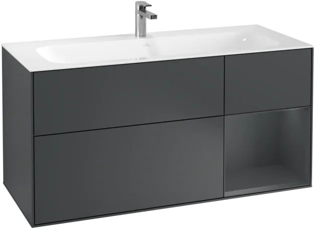 VILLEROY BOCH Toaletní skříňka Finion, s osvětlením, 3 výsuvy, 1196 x 591 x 498 mm, Midnight Blue Matt Lacquer / Midnight Blue Matt Lacquer #F070HGHG