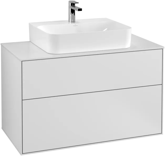 VILLEROY BOCH Toaletní skříňka Finion, 2 výsuvy, 1000 x 603 x 501 mm, bílý matný lak / sklo bílé matné #F10100MT