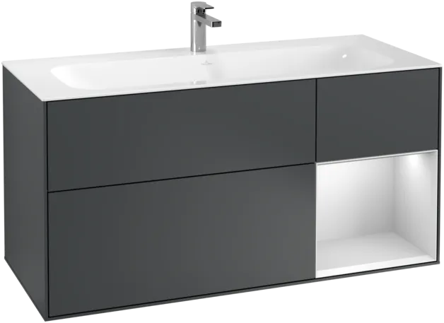 VILLEROY BOCH Toaletní skříňka Finion, s osvětlením, 3 výsuvy, 1196 x 591 x 498 mm, Midnight Blue Matt Lacquer / White Matt Lacquer #F070MTHG, obrázek 1