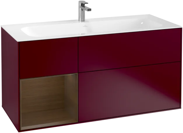 VILLEROY BOCH Toaletní skříňka Finion, s osvětlením, 3 výsuvy, 1196 x 591 x 498 mm, matný lak Peony / ořechová dýha #F060GNHB, obrázek 1