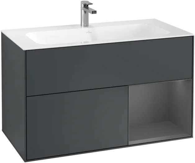 VILLEROY BOCH Toaletní skříňka Finion, s osvětlením, 2 výsuvy, 996 x 591 x 498 mm, Midnight Blue Matt Lacquer / Anthracite Matt Lacquer #F040GKHG, obrázek 1