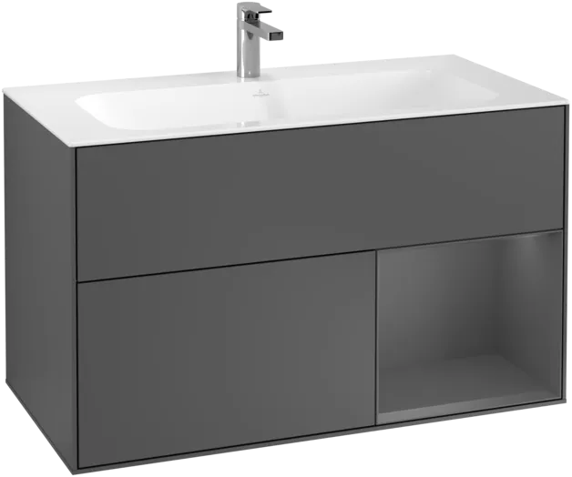 VILLEROY BOCH Toaletní skříňka Finion, s osvětlením, 2 výsuvy, 996 x 591 x 498 mm, antracit matný lak / antracit matný lak #F040GKGK