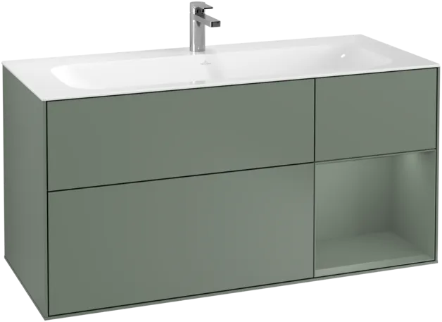 VILLEROY BOCH Toaletní skříňka Finion, s osvětlením, 3 výsuvy, 1196 x 591 x 498 mm, olivový matný lak / olivový matný lak #F070GMGM, obrázek 1