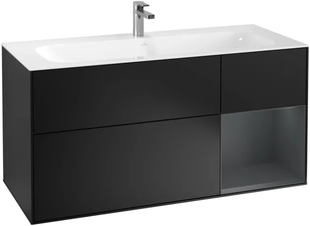 VILLEROY BOCH Toaletní skříňka Finion, s osvětlením, 3 výsuvy, 1196 x 591 x 498 mm, černý matný lak / půlnoční modrý matný lak #F070HGPD, obrázek 1