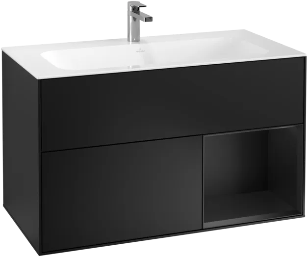 VILLEROY BOCH Toaletní skříňka Finion, s osvětlením, 2 výsuvy, 996 x 591 x 498 mm, černý matný lak / černý matný lak #F040PDPD