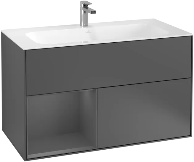 VILLEROY BOCH Toaletní skříňka Finion, s osvětlením, 2 výsuvy, 996 x 591 x 498 mm, antracit matný lak / antracit matný lak #F030GKGK