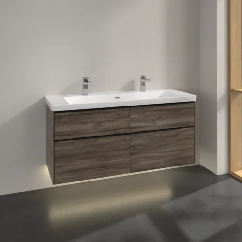 VILLEROY BOCH Subway 3.0 Vanity unit, s osvětlením, 4 výsuvy, 1272 x 576 x 478 mm, Stone Oak #C602L1RK, obrázek 2
