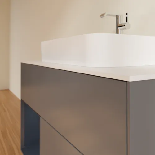 VILLEROY BOCH Toaletní skříňka Finion, s osvětlením, 2 výsuvy, 1000 x 603 x 501 mm, antracitový matný lak / půlnoční modrý matný lak / bílé matné sklo #F361HGGK, obrázek 6