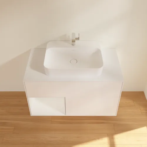 VILLEROY BOCH Umyvadlová skříňka Finion, s osvětlením, 2 výsuvy, 1000 x 603 x 501 mm, bílý matný lak / bílý lesklý lak / bílé matné sklo #F361GFMT, obrázek 4