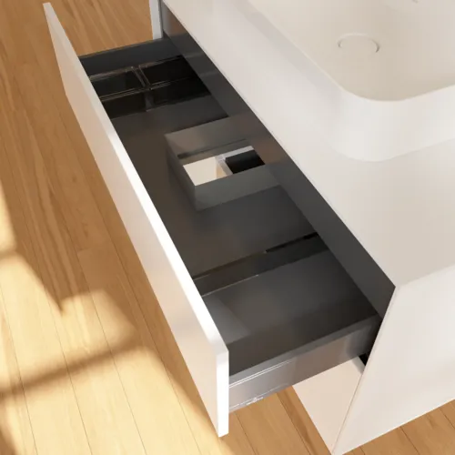 VILLEROY BOCH Umyvadlová skříňka Finion, s osvětlením, 2 výsuvy, 1000 x 603 x 501 mm, bílý matný lak / bílý lesklý lak / bílé matné sklo #F361GFMT, obrázek 8