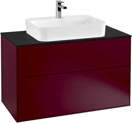 VILLEROY BOCH Toaletní skříňka Finion, 2 výsuvy, 1000 x 603 x 501 mm, Peony Matt Lacquer / Glass Black Matt #F35200HB, obrázek 1