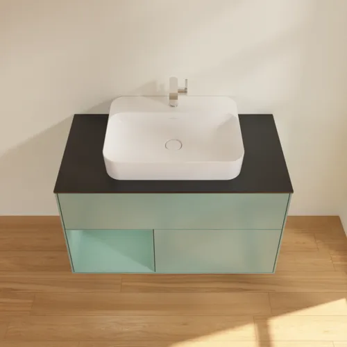VILLEROY BOCH Toaletní skříňka Finion, s osvětlením, 2 výsuvy, 1000 x 603 x 501 mm, olivově matný lak / olivově matný lak / sklo černé matné #F362GMGM, obrázek 4