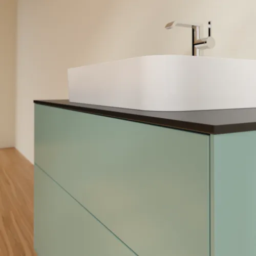 VILLEROY BOCH Toaletní skříňka Finion, 2 výsuvy, 1000 x 603 x 501 mm, olivově matný lak / sklo černé matné #F35200GM, obrázek 5