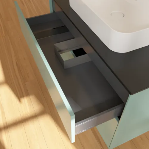 VILLEROY BOCH Toaletní skříňka Finion, 2 výsuvy, 1000 x 603 x 501 mm, olivově matný lak / sklo černé matné #F35200GM, obrázek 7