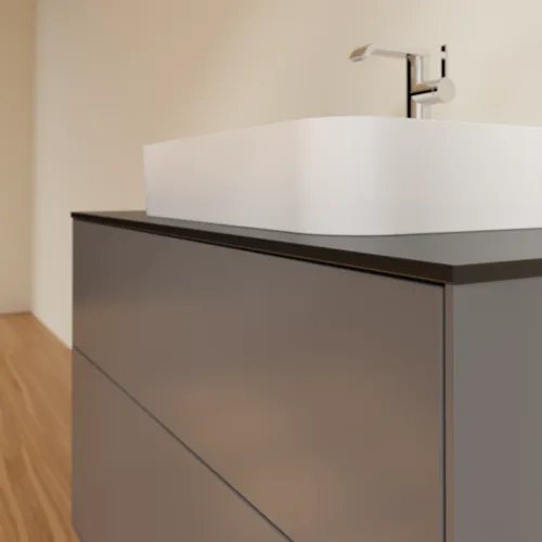 VILLEROY BOCH Toaletní skříňka Finion, 2 výsuvy, 1000 x 603 x 501 mm, antracit matný lak / sklo černé matné #F35200GK, obrázek 5