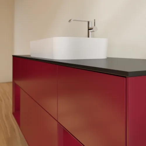 VILLEROY BOCH Toaletní skříňka Finion, s osvětlením, 4 výsuvy, 1600 x 603 x 501 mm, Peony Matt Lacquer / Peony Matt Lacquer / Glass Black Matt #F332HBHB, obrázek 6