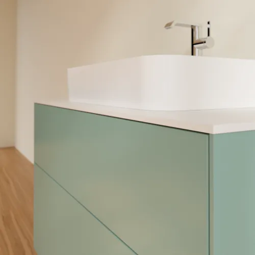 VILLEROY BOCH Toaletní skříňka Finion, 2 výsuvy, 1000 x 603 x 501 mm, olivově matný lak / sklo bílé matné #F35100GM, obrázek 5