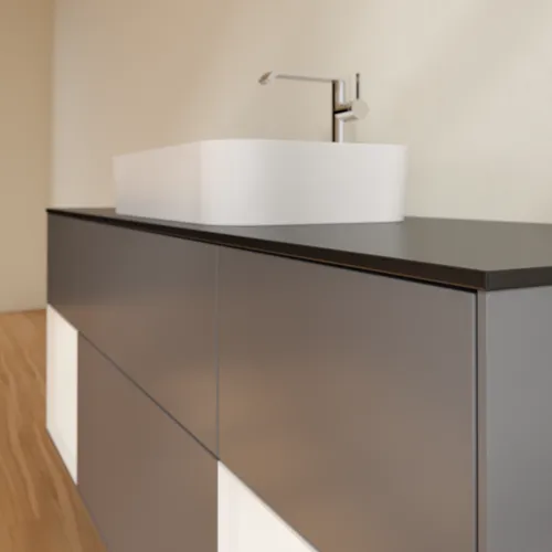 VILLEROY BOCH Toaletní skříňka Finion, s osvětlením, 4 výsuvy, 1600 x 603 x 501 mm, antracitový matný lak / bílý matný lak / černé matné sklo #F332MTGK, obrázek 6