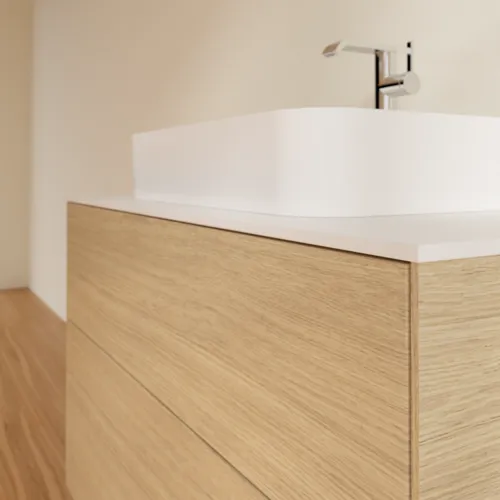 VILLEROY BOCH Toaletní skříňka Finion, 2 výsuvy, 1000 x 603 x 501 mm, dubová dýha / sklo bílé matné #F35100PC, obrázek 5