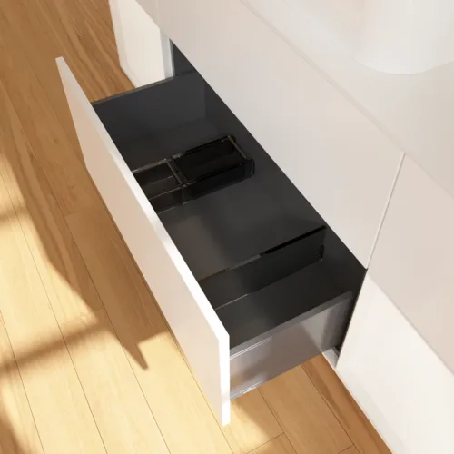 VILLEROY BOCH Toaletní skříňka Finion, s osvětlením, 4 výsuvy, 1600 x 603 x 501 mm, bílý matný lak / bílý matný lak / sklo bílé matné #F331MTMT, obrázek 7