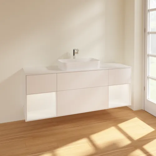 VILLEROY BOCH Toaletní skříňka Finion, s osvětlením, 4 výsuvy, 1600 x 603 x 501 mm, bílý matný lak / bílý matný lak / sklo bílé matné #F331MTMT, obrázek 2