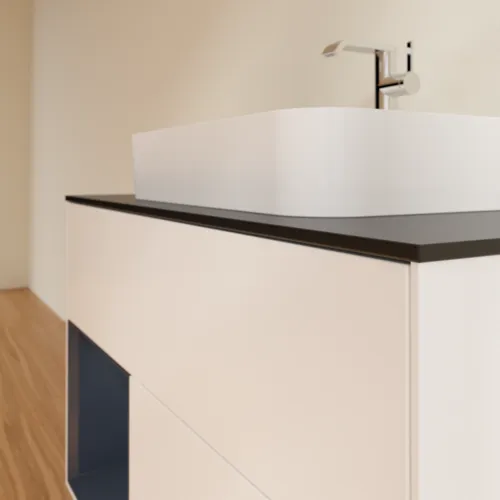 VILLEROY BOCH Toaletní skříňka Finion, s osvětlením, 2 výsuvy, 1000 x 603 x 501 mm, bílý matný lak / půlnoční modrý matný lak / černé matné sklo #F362HGMT, obrázek 6