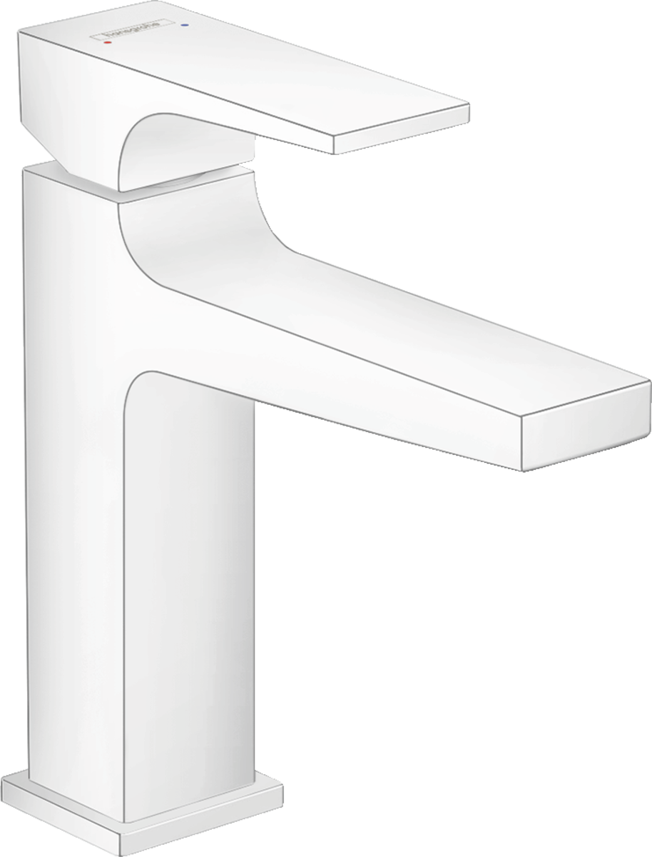HANSGROHE Metropol Páková umyvadlová baterie 110 s páčkovou rukojetí a odtokovou soupravou Push-Open #32507700 - matná bílá