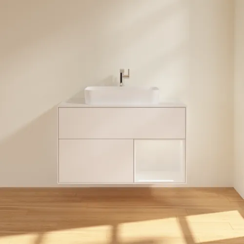 VILLEROY BOCH Umyvadlová skříňka Finion, s osvětlením, 2 výsuvy, 1000 x 603 x 501 mm, bílý matný lak / bílý lesklý lak / bílé matné sklo #F371GFMT, obrázek 3
