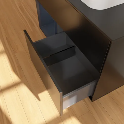 VILLEROY BOCH Toaletní skříňka Finion, s osvětlením, 2 výsuvy, 1000 x 603 x 501 mm, černý matný lak / půlnoční modrý matný lak / černé matné sklo #F362HGPD, obrázek 7