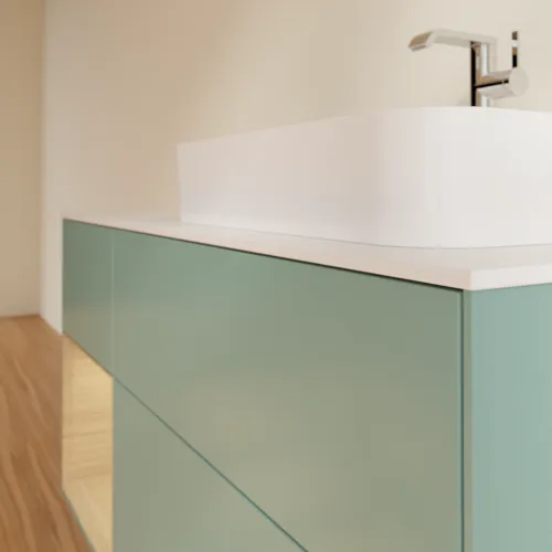 VILLEROY BOCH Toaletní skříňka Finion, s osvětlením, 3 výsuvy, 1200 x 603 x 501 mm, olivový matný lak / dubová dýha / sklo bílé matné #F391PCGM, obrázek 6
