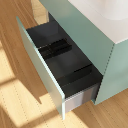 VILLEROY BOCH Toaletní skříňka Finion, s osvětlením, 3 výsuvy, 1200 x 603 x 501 mm, olivový matný lak / dubová dýha / sklo bílé matné #F391PCGM, obrázek 7