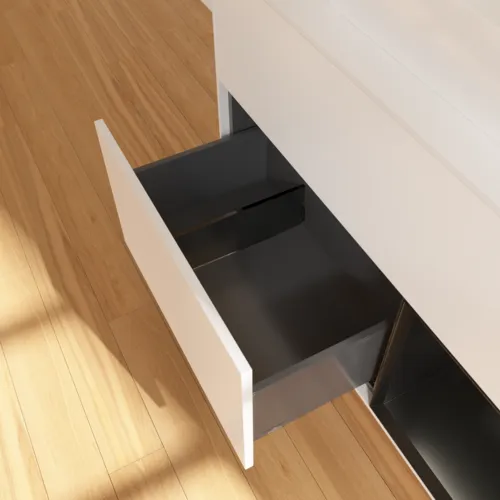 VILLEROY BOCH Toaletní skříňka Finion, s osvětlením, 2 výsuvy, 1000 x 603 x 501 mm, bílý matný lak / černý matný lak / bílé matné sklo #F371PDMT, obrázek 7