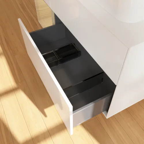 VILLEROY BOCH Toaletní skříňka Finion, s osvětlením, 3 výsuvy, 1200 x 603 x 501 mm, lesklý bílý lak / dubová dýha / sklo bílé matné #F391PCGF, obrázek 7