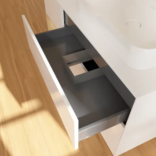 VILLEROY BOCH Toaletní skříňka Finion, s osvětlením, 3 výsuvy, 1200 x 603 x 501 mm, lesklý bílý lak / dubová dýha / sklo bílé matné #F391PCGF, obrázek 8