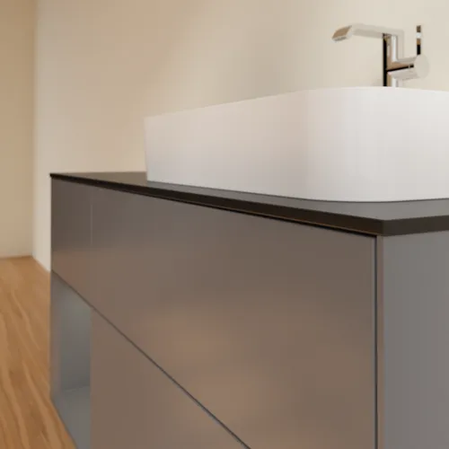 VILLEROY BOCH Toaletní skříňka Finion, s osvětlením, 3 výsuvy, 1200 x 603 x 501 mm, antracit matný lak / antracit matný lak / sklo černé matné #F392GKGK, obrázek 6