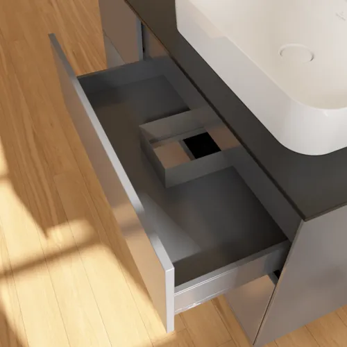 VILLEROY BOCH Toaletní skříňka Finion, s osvětlením, 3 výsuvy, 1200 x 603 x 501 mm, antracit matný lak / antracit matný lak / sklo černé matné #F392GKGK, obrázek 8