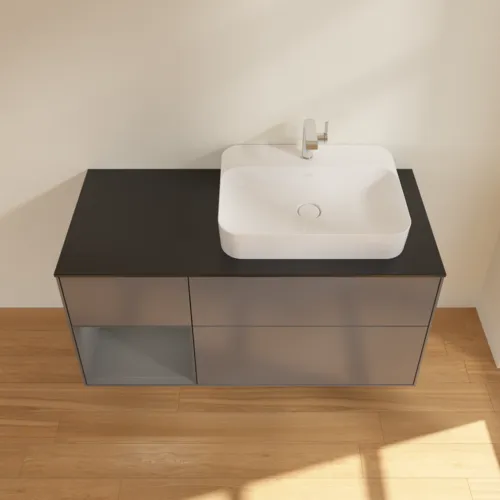 VILLEROY BOCH Toaletní skříňka Finion, s osvětlením, 3 výsuvy, 1200 x 603 x 501 mm, antracit matný lak / antracit matný lak / sklo černé matné #F392GKGK, obrázek 4