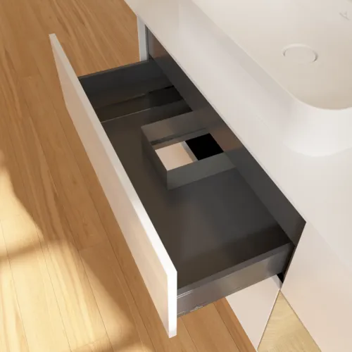VILLEROY BOCH Toaletní skříňka Finion, s osvětlením, 3 výsuvy, 1200 x 603 x 501 mm, lesklý bílý lak / dubová dýha / sklo bílé matné #F401PCGF, obrázek 8