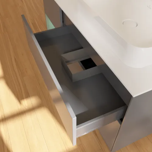 VILLEROY BOCH Toaletní skříňka Finion, s osvětlením, 3 výsuvy, 1200 x 603 x 501 mm, antracitový matný lak / olivový matný lak / bílé matné sklo #F391GMGK, obrázek 8