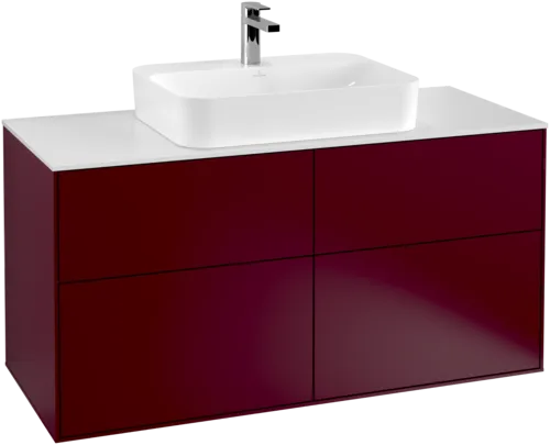 VILLEROY BOCH Toaletní skříňka Finion, 4 výsuvy, 1200 x 603 x 501 mm, Peony Matt Lacquer / Glass White Matt #F38100HB, obrázek 1