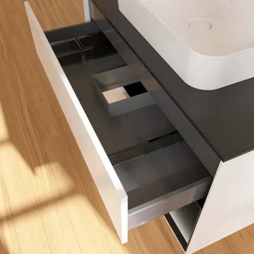 VILLEROY BOCH Toaletní skříňka Finion, s osvětlením, 2 výsuvy, 1000 x 603 x 501 mm, bílý matný lak / černý matný lak / černé matné sklo #F372PDMT, obrázek 8