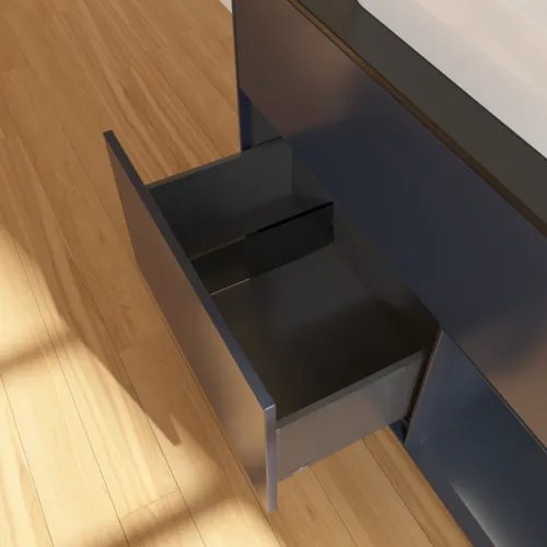 VILLEROY BOCH Toaletní skříňka Finion, s osvětlením, 2 výsuvy, 1000 x 603 x 501 mm, Midnight Blue Matt Lacquer / Midnight Blue Matt Lacquer / Glass Black Matt #F372HGHG, obrázek 7
