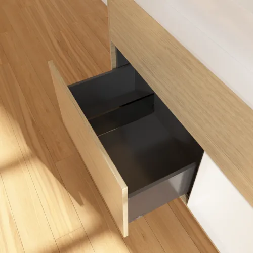 VILLEROY BOCH Toaletní skříňka Finion, s osvětlením, 2 výsuvy, 1000 x 603 x 501 mm, dubová dýha / bílý matný lak / sklo bílé matné #F371MTPC, obrázek 7